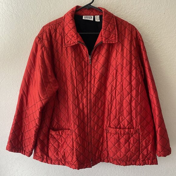 Chicos‎ Design Silk Quilted Jacket Womens Size 3 (XL) Zip Up Pockets Lined - Picture 1 of 13